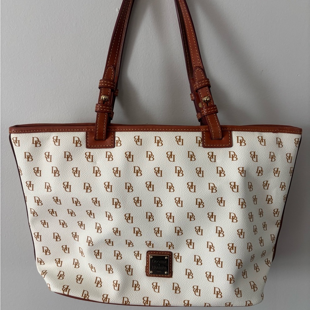 Dooney & Bourke Cream and Brown Signature Shoulder Bag